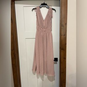 Madewell Sophia Smocked Midi Dress in Polka Dot. Light pink, size small